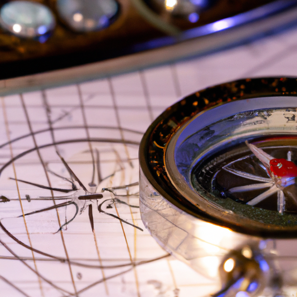 Mappa nautica cartacea con bussola, texture dettagliata